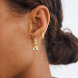 Mimi Earrings, Emerald, Gold, Gemstone, Gold Earrings, Earring Stack