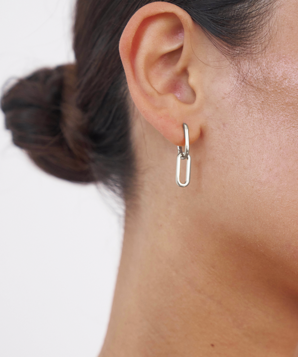 Celine Earrings Silver, chain earrings, link studs, earring stack, sterling silver
