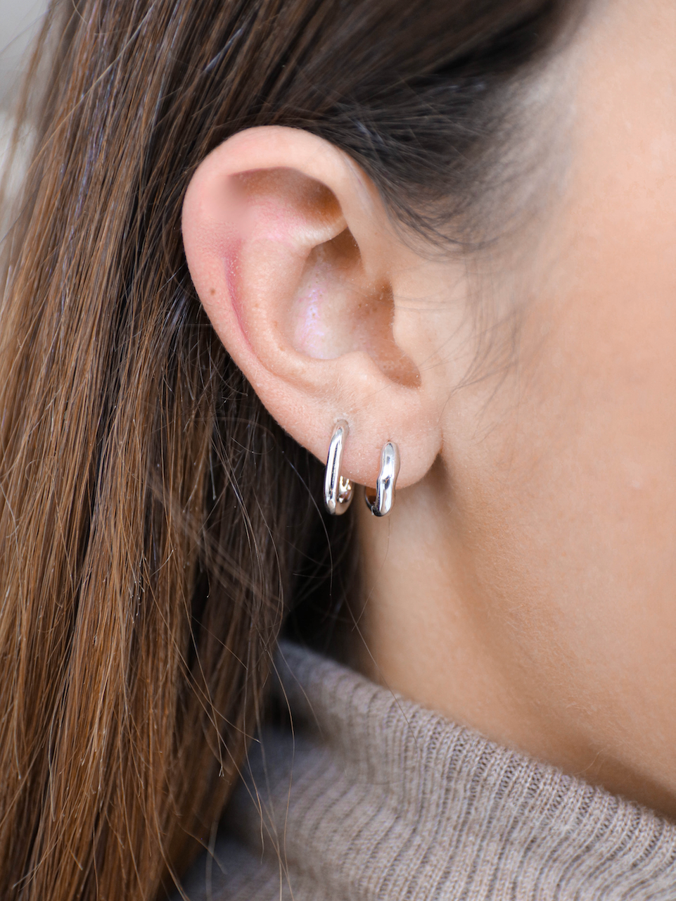 Alice Huggies Silver, hoop earrings, earring stack, sterling silver