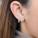 Alice Huggies Silver, hoop earrings, earring stack, sterling silver