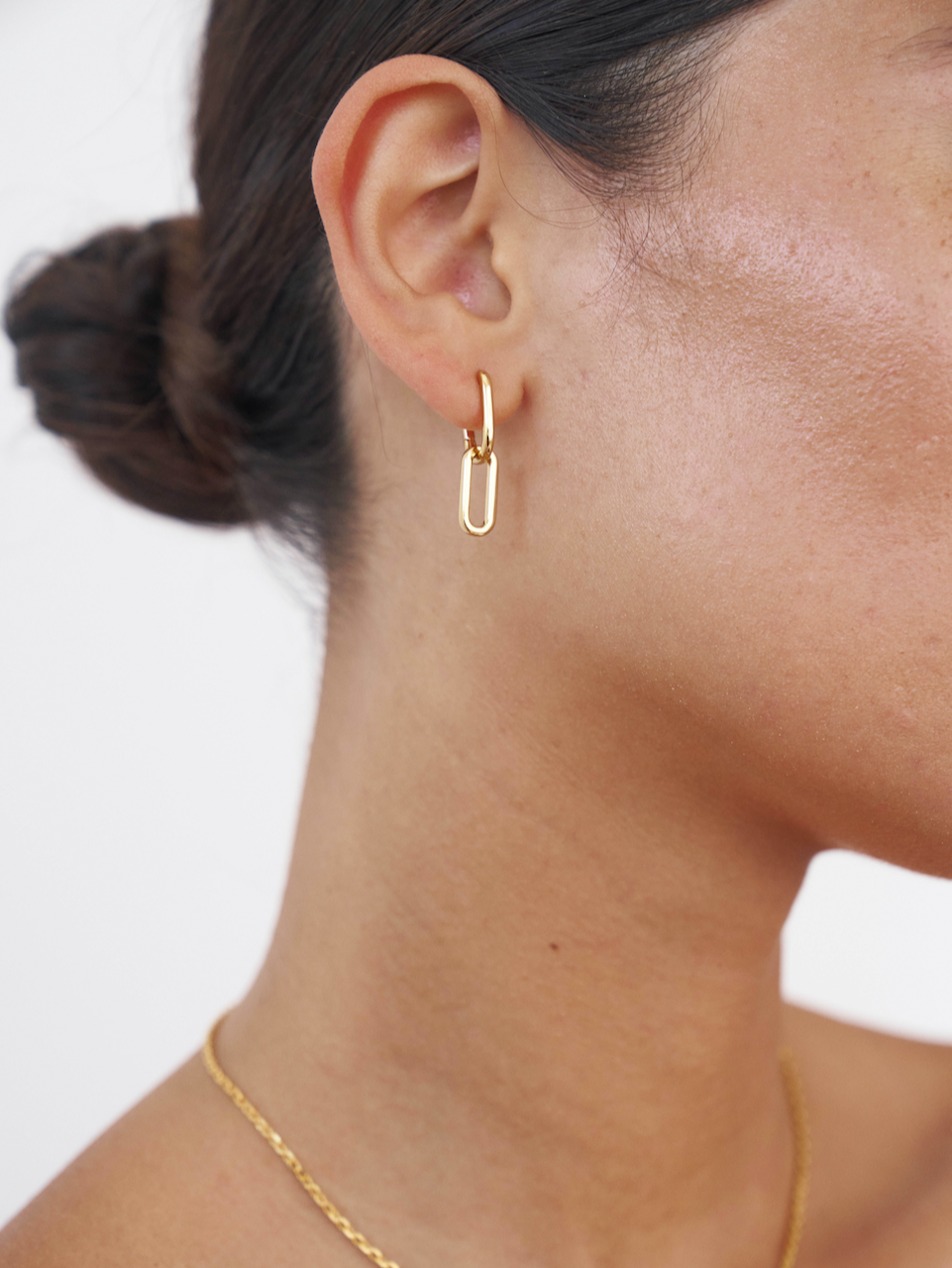 Celine Earrings Gold, gold plated, chain earrings, link studs, earring stack