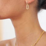 Celine Earrings Gold Pave, link earrings, drop earrings, sterling silver, gold plated, earring stack