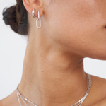 Celine Earrings Silver Pave, link earrings, drop earrings, sterling silver, earring stack