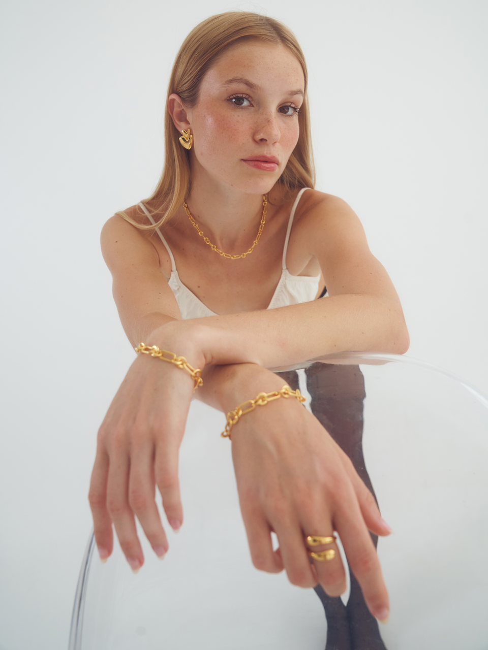 Vivienne Earrings Gold, heart earrings, studs, statement, gold earrings, gold plated, sterling silver
