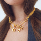 Bubble Letter Necklace, initial, letter pendant, chain, gold, gold plated, sterling silver
