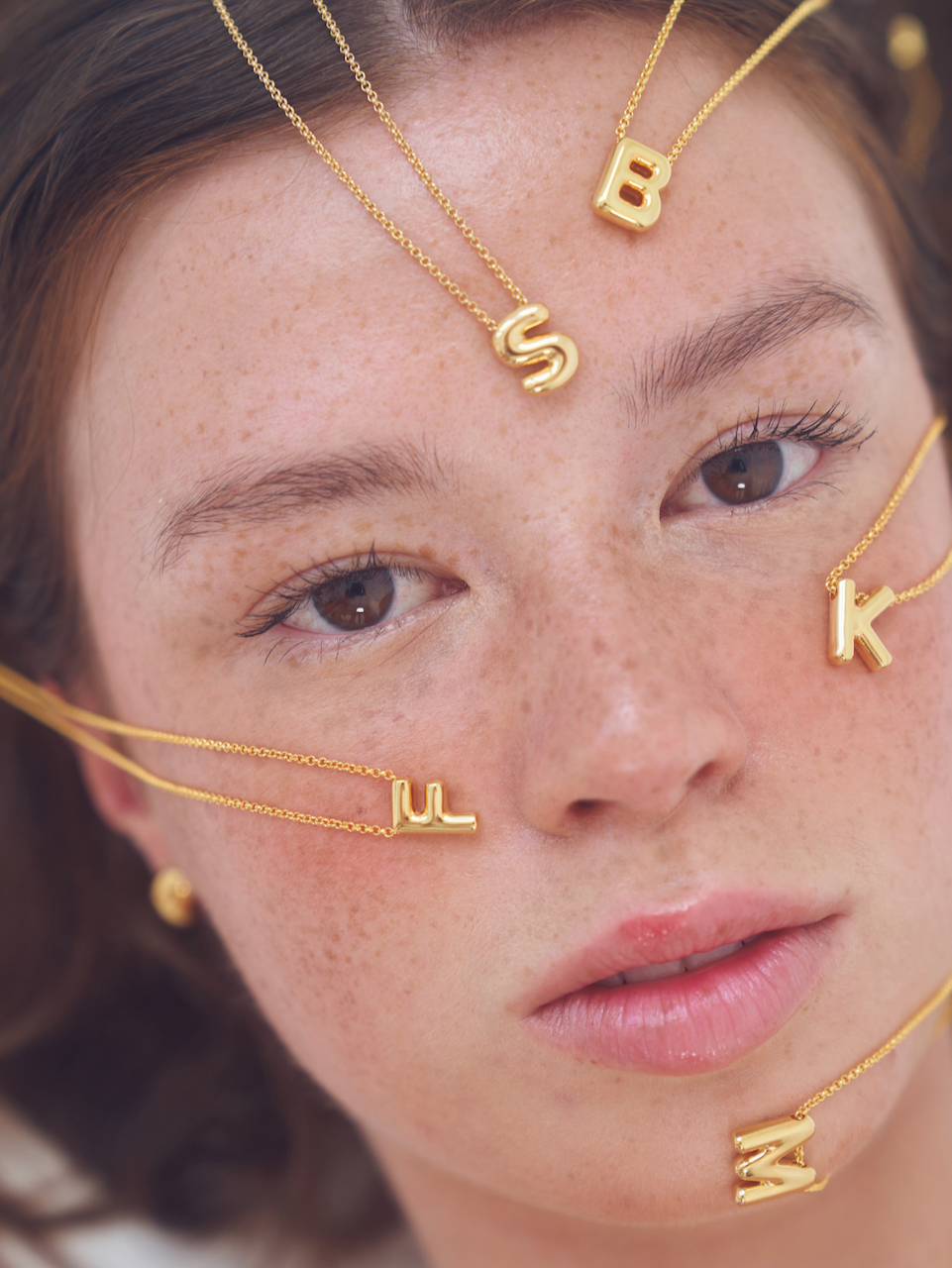 Bubble Letter Necklace, initial, letter pendant, chain, gold, gold plated, sterling silver