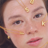 Bubble Letter Necklace, initial, letter pendant, chain, gold, gold plated, sterling silver