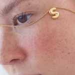 Bubble Letter Necklace, initial, letter pendant, chain, gold, gold plated, sterling silver
