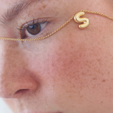 Bubble Letter Necklace, initial, letter pendant, chain, gold, gold plated, sterling silver