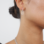 Celine Earrings Silver Pave, link earrings, drop earrings, sterling silver, earring stack