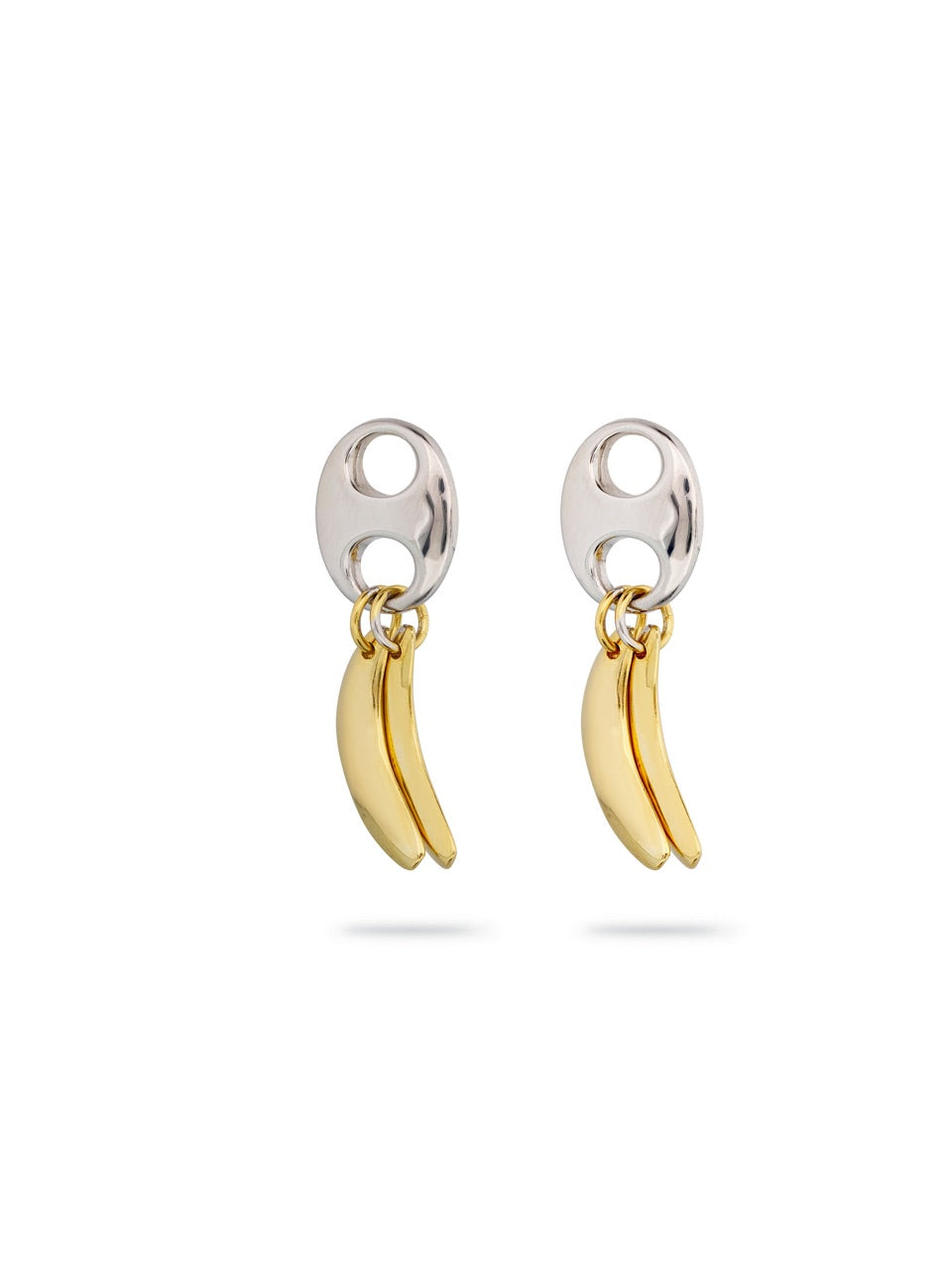 Caracas Earrings, stud earrings, banana, gold plated, sterling silver, mixed metals
