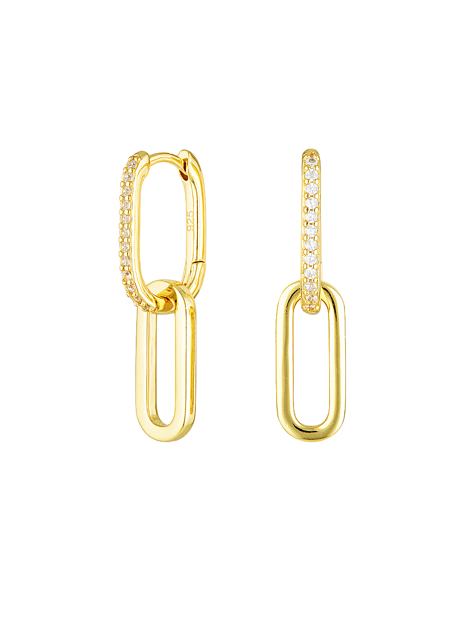 Celine Earrings Gold Pave, link earrings, drop earrings, sterling silver, gold plated, earring stack