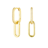 Celine Earrings Gold Pave, link earrings, drop earrings, sterling silver, gold plated, earring stack