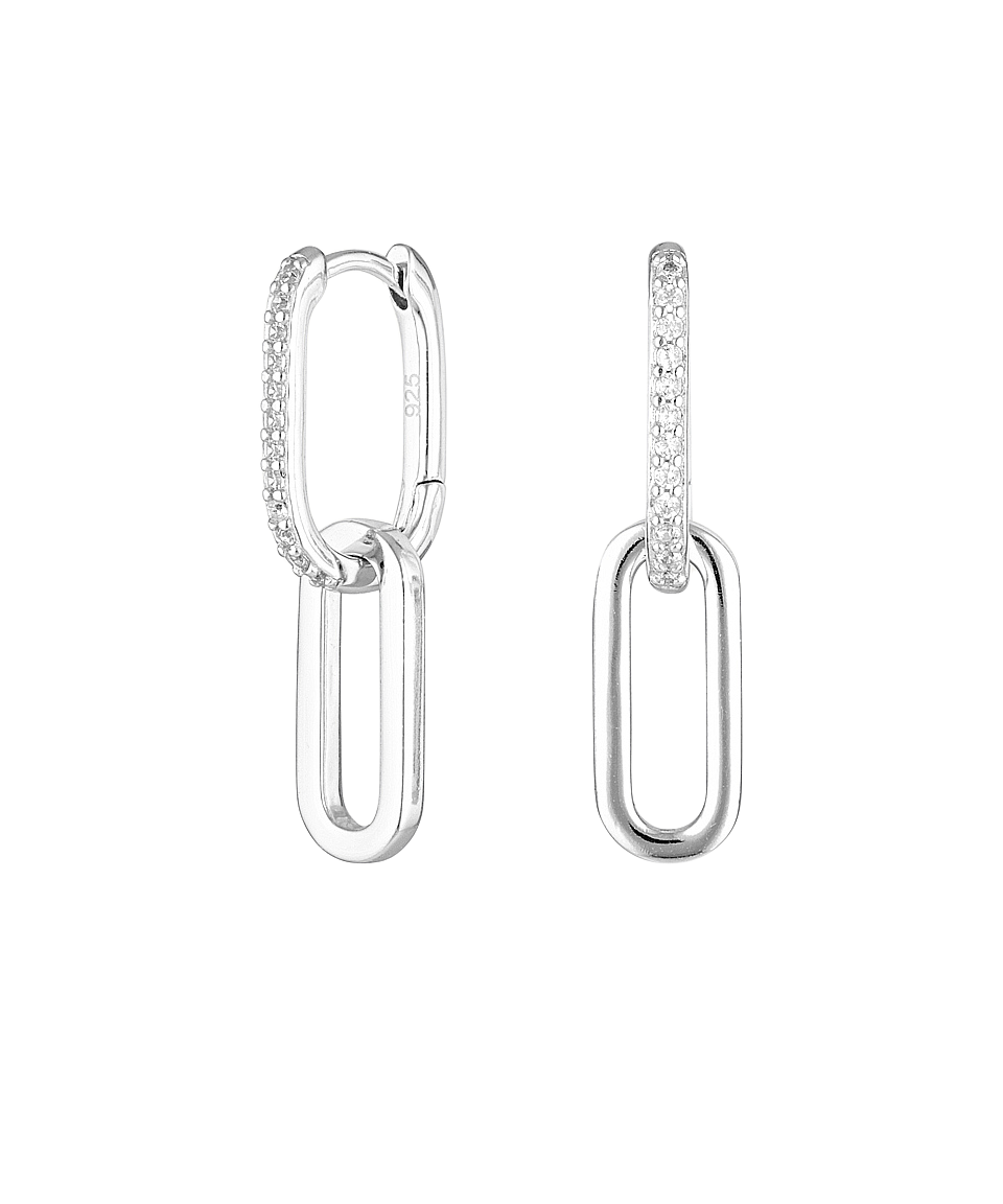 Celine Earrings Silver Pave, link earrings, drop earrings, sterling silver, earring stack