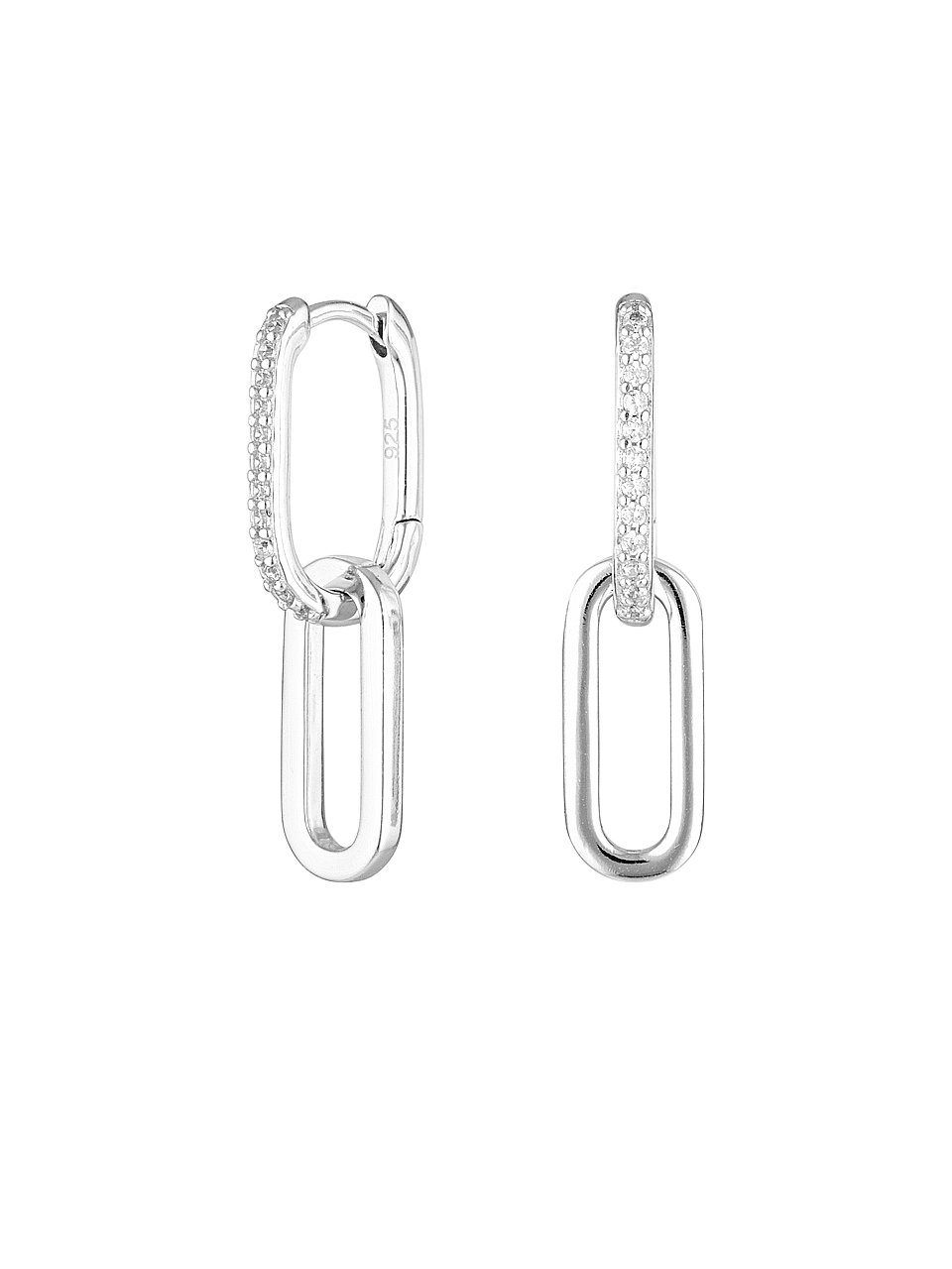 Celine Earrings Silver Pave, link earrings, drop earrings, sterling silver, earring stack