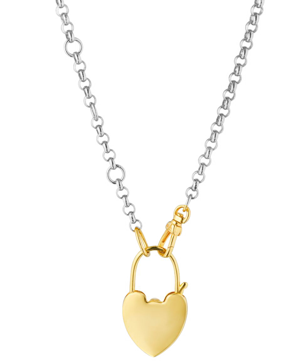 Cindy Lock Necklace, Sterling Silver, Gold, Gold Plated, Chain, Pendant, Charm, Heart Locket