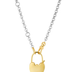 Cindy Lock Necklace, Sterling Silver, Gold, Gold Plated, Chain, Pendant, Charm, Heart Locket