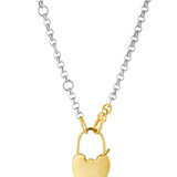 Cindy Lock Necklace, Sterling Silver, Gold, Gold Plated, Chain, Pendant, Charm, Heart Locket