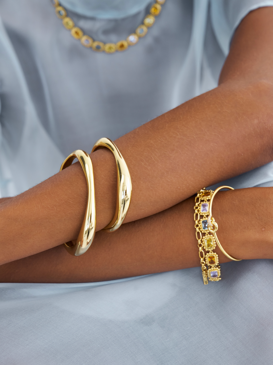 Remy Bracelet, Pastel, Gemstones, Gold, Gold Plated, Sterling Silver, Link