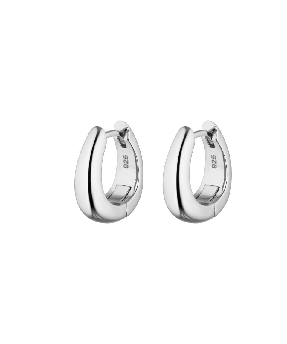 Eva Earrings Silver, silver huggies, hoops, sterling silver, earring stack