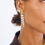 Gabrielle Earrings, pearl, pearl drop earrings, studs, gold, gold plated, earring stack