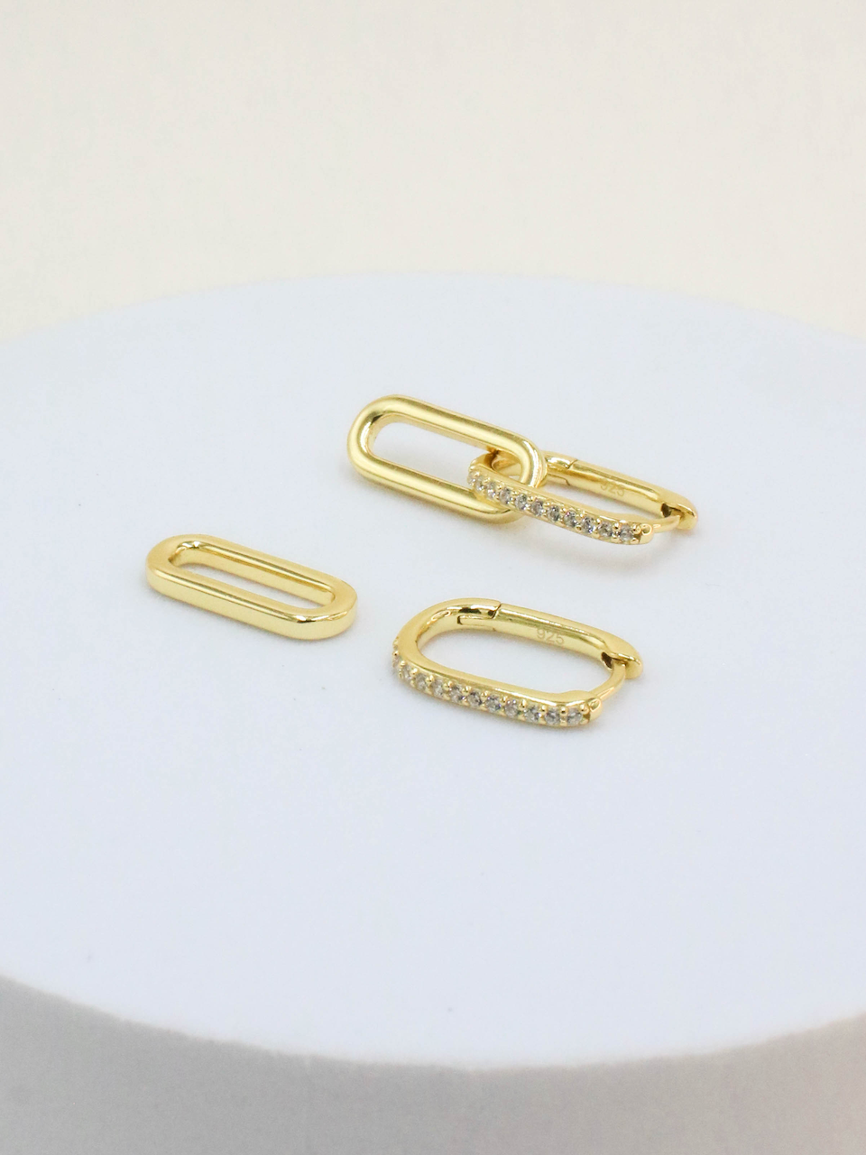 Celine Earrings Gold Pave, link earrings, drop earrings, sterling silver, gold plated, earring stack