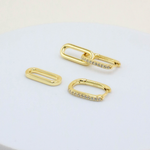 Celine Earrings Gold Pave, link earrings, drop earrings, sterling silver, gold plated, earring stack
