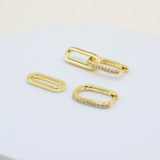 Celine Earrings Gold Pave, link earrings, drop earrings, sterling silver, gold plated, earring stack