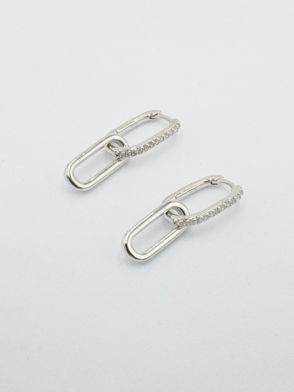 Celine Earrings Silver Pave, link earrings, drop earrings, sterling silver, earring stack