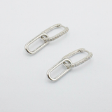 Celine Earrings Silver Pave, link earrings, drop earrings, sterling silver, earring stack