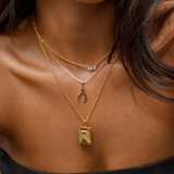 Twin Flame Necklace, chain, cubic zirconia, gold plated, sterling silver