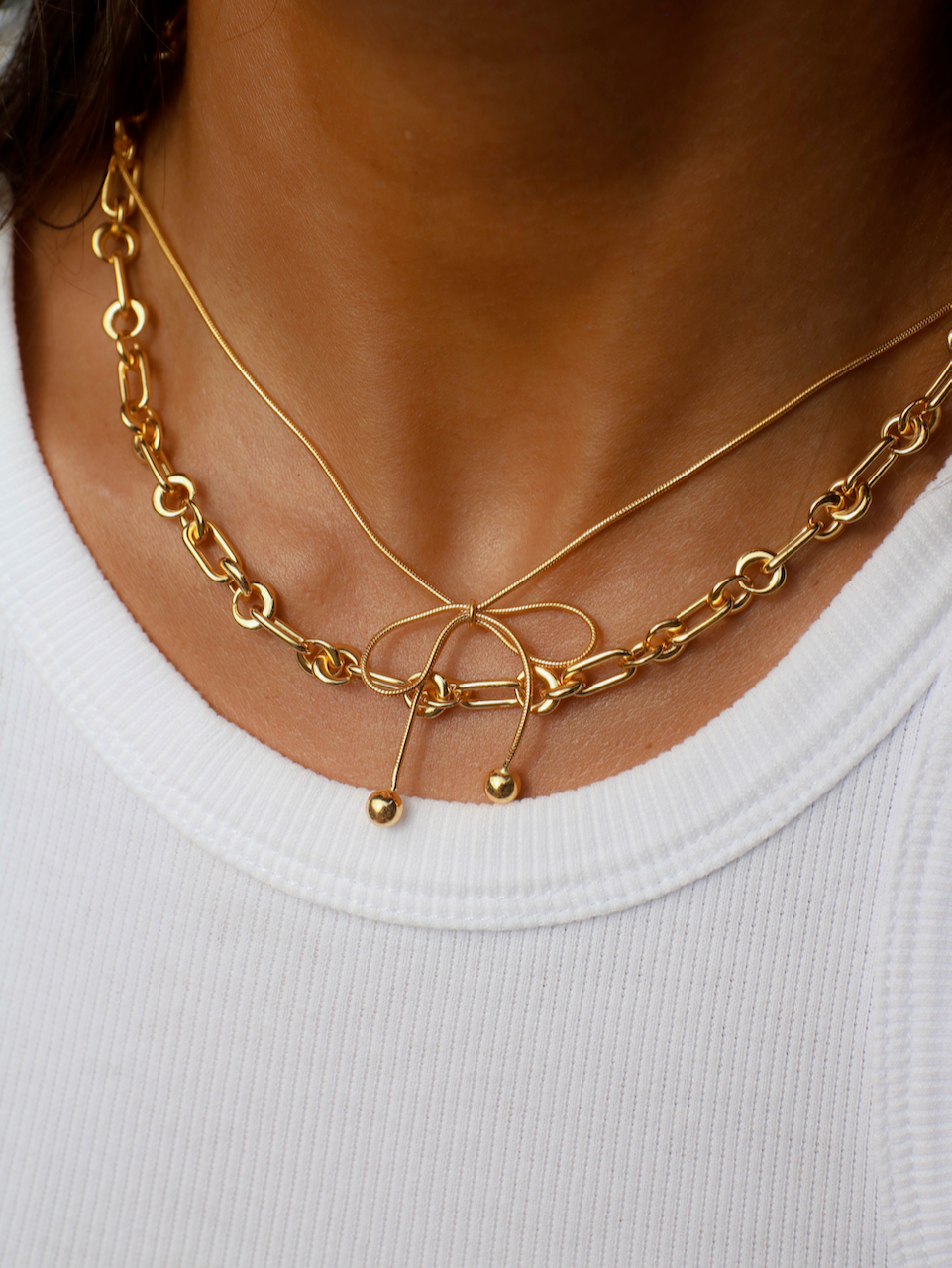 Lolita Necklace Gold, bow necklace, chain, sterling silver, gold plated