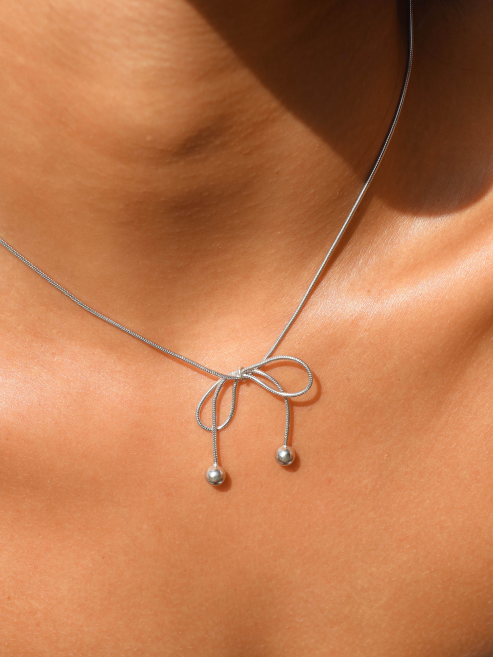 Lolita Necklace Silver, bow necklace, chain, sterling silver