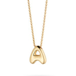 Bubble Letter Necklace, initial, letter pendant, chain, gold, gold plated, sterling silver