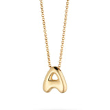 Bubble Letter Necklace, initial, letter pendant, chain, gold, gold plated, sterling silver