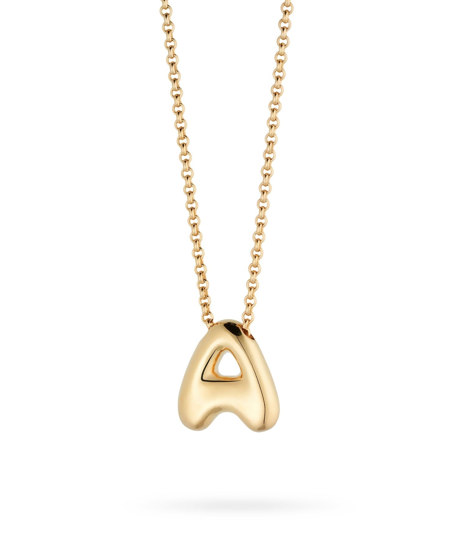 Bubble Letter Necklace, initial, letter pendant, chain, gold, gold plated, sterling silver