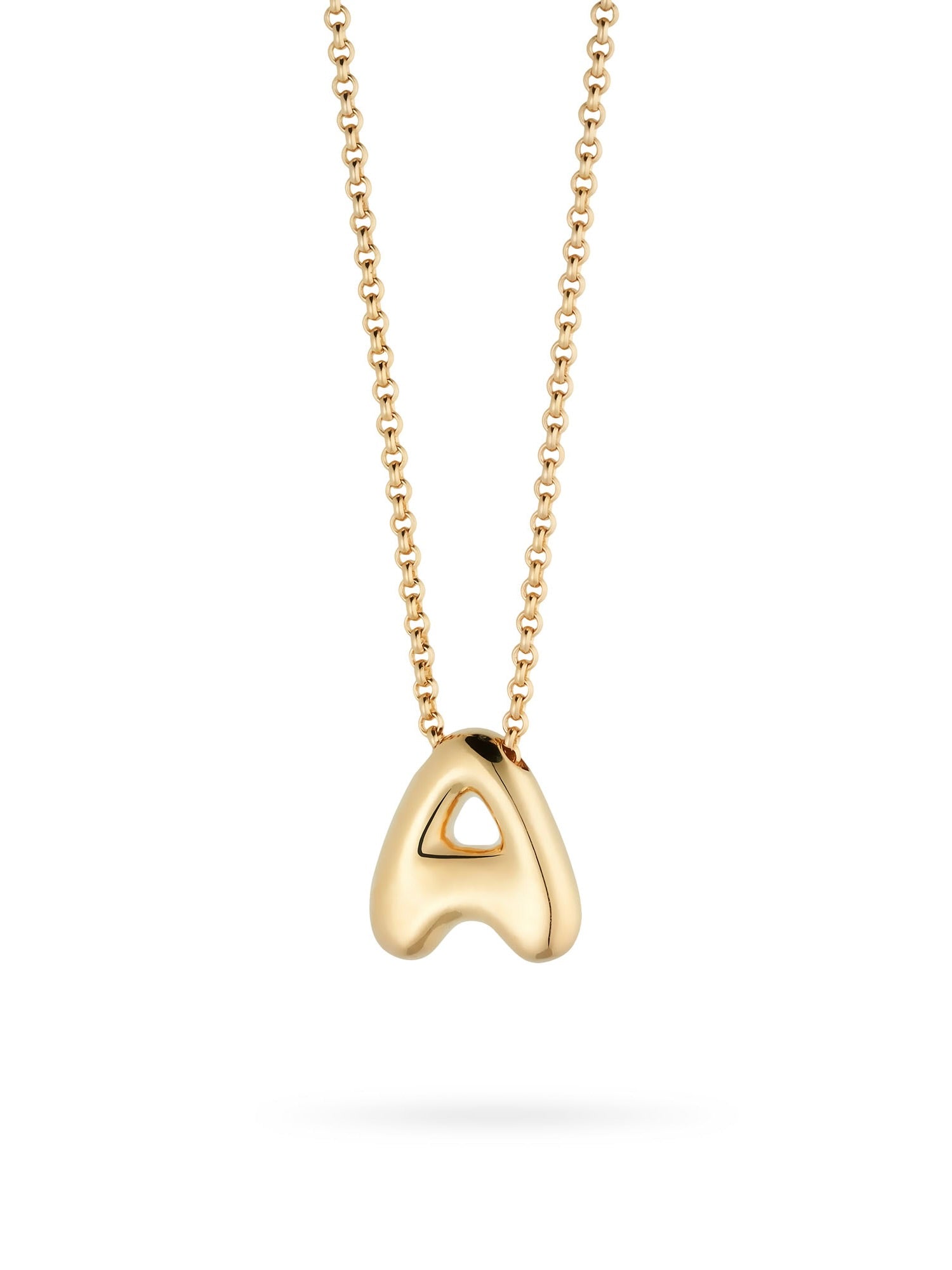 Bubble Letter Necklace, initial, letter pendant, chain, gold, gold plated, sterling silver