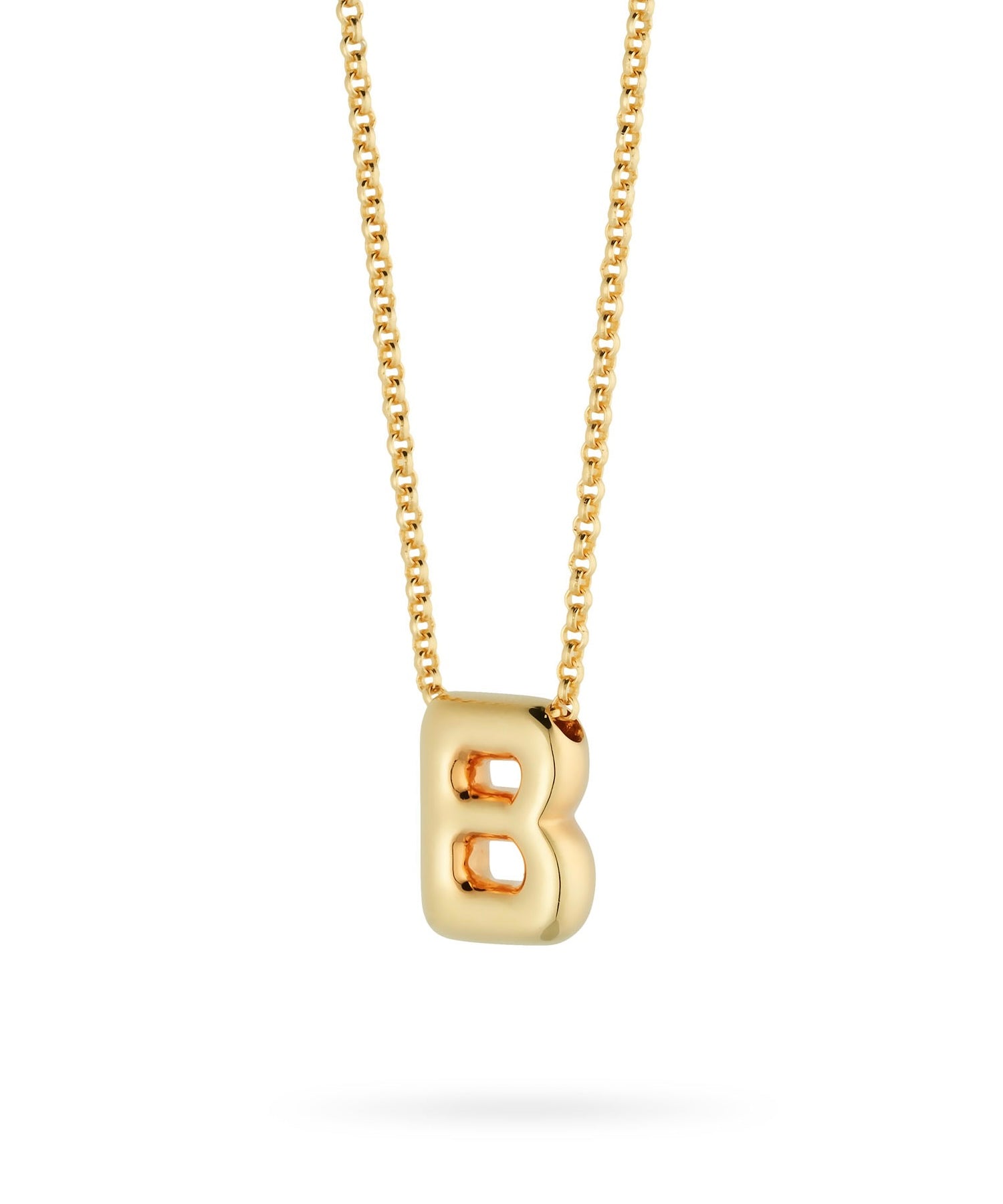 Bubble Letter Necklace, initial, letter pendant, chain, gold, gold plated, sterling silver