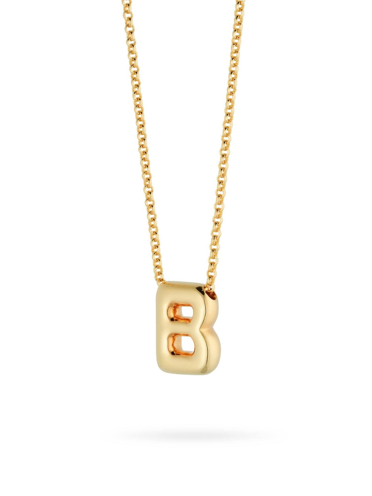 Bubble Letter Necklace, initial, letter pendant, chain, gold, gold plated, sterling silver
