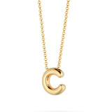 Bubble Letter Necklace, initial, letter pendant, chain, gold, gold plated, sterling silver