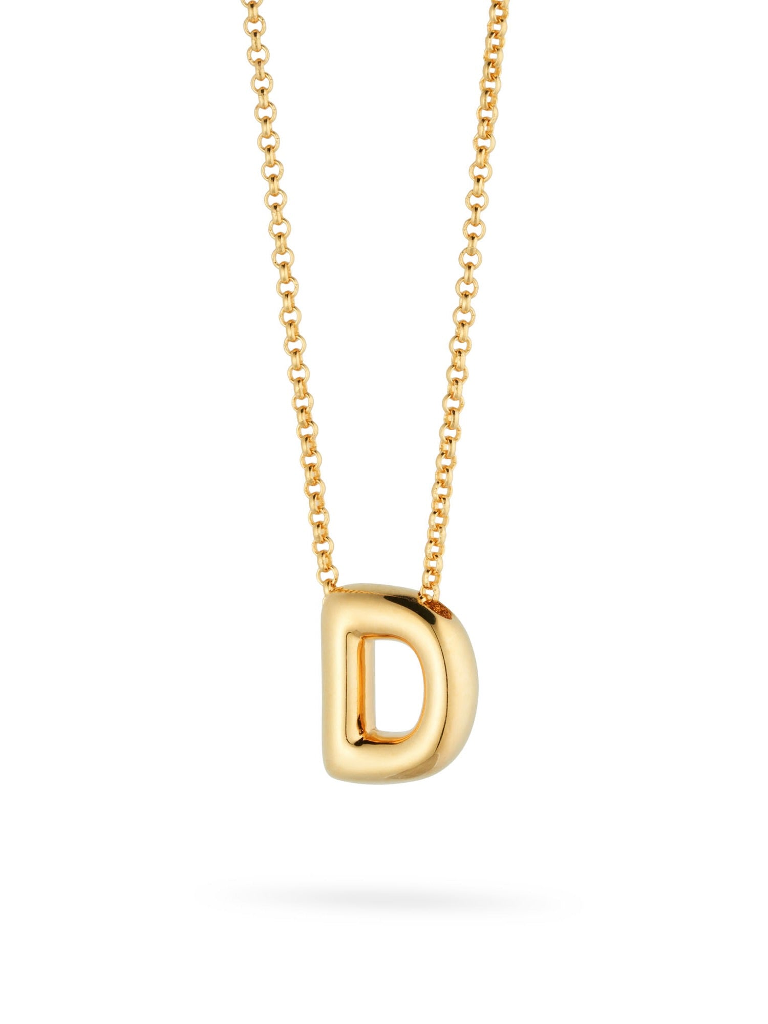 Bubble Letter Necklace, initial, letter pendant, chain, gold, gold plated, sterling silver