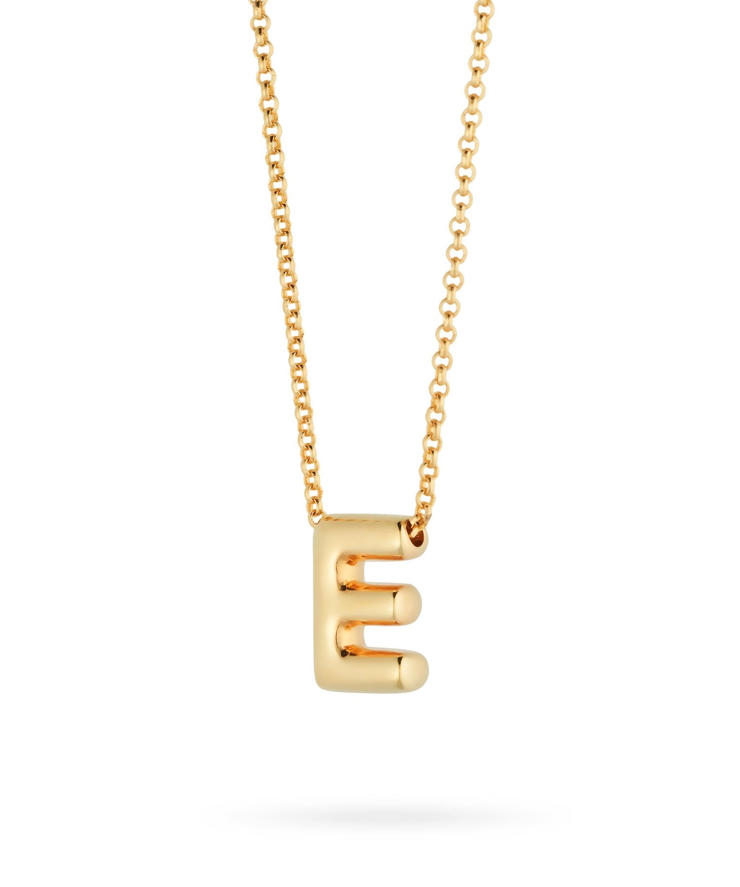Bubble Letter Necklace, initial, letter pendant, chain, gold, gold plated, sterling silver
