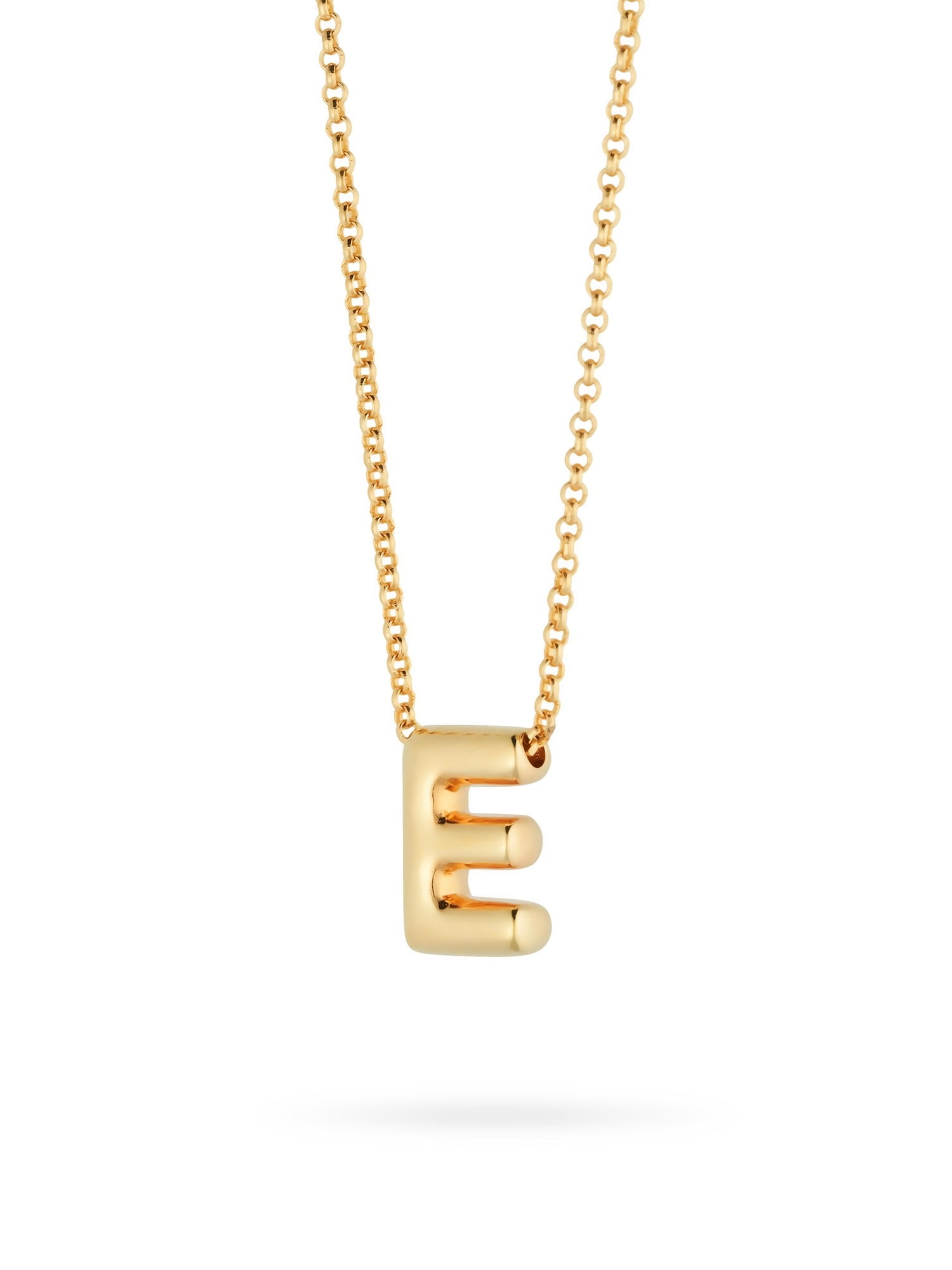 Bubble Letter Necklace, initial, letter pendant, chain, gold, gold plated, sterling silver