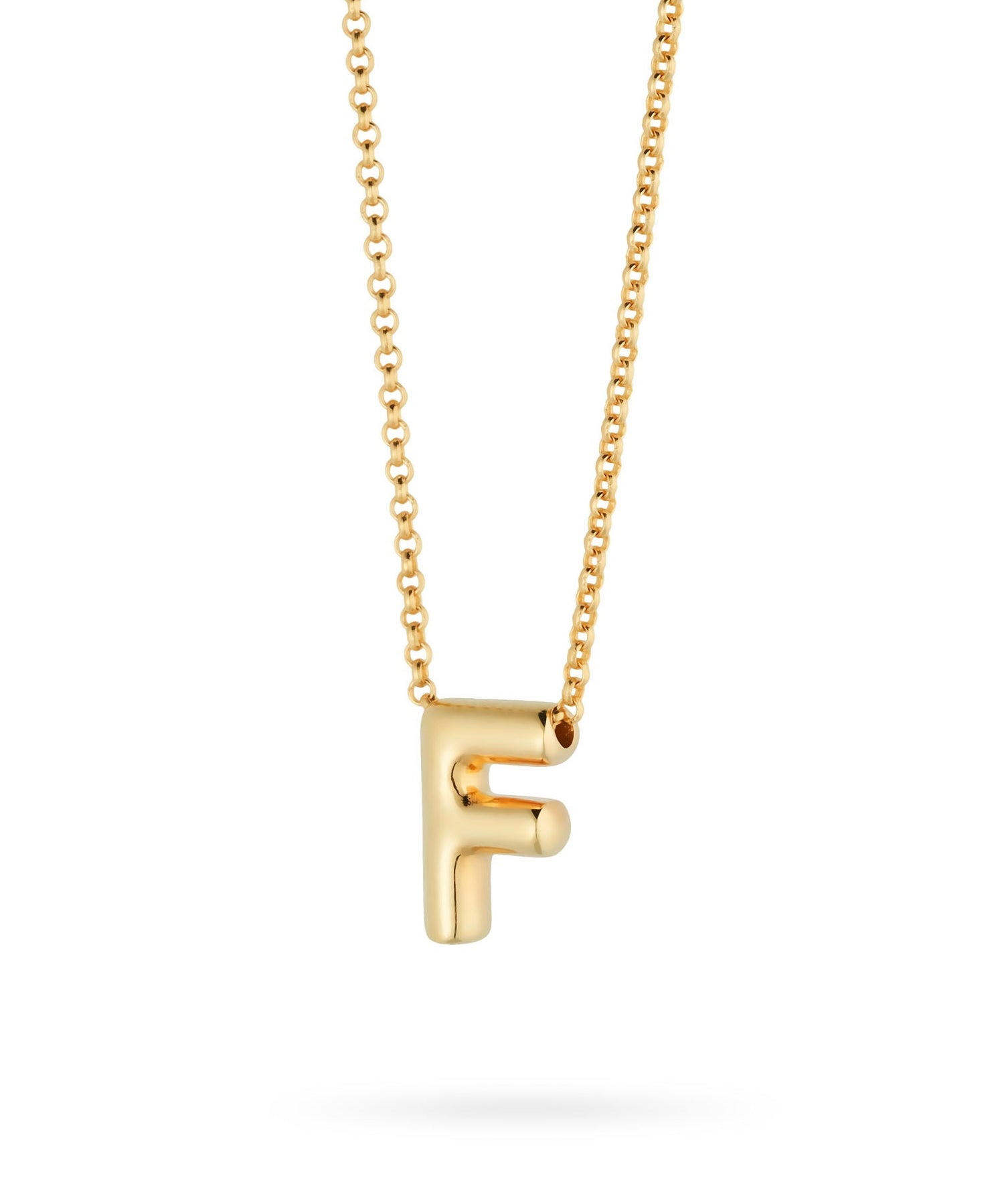 Bubble Letter Necklace, initial, letter pendant, chain, gold, gold plated, sterling silver