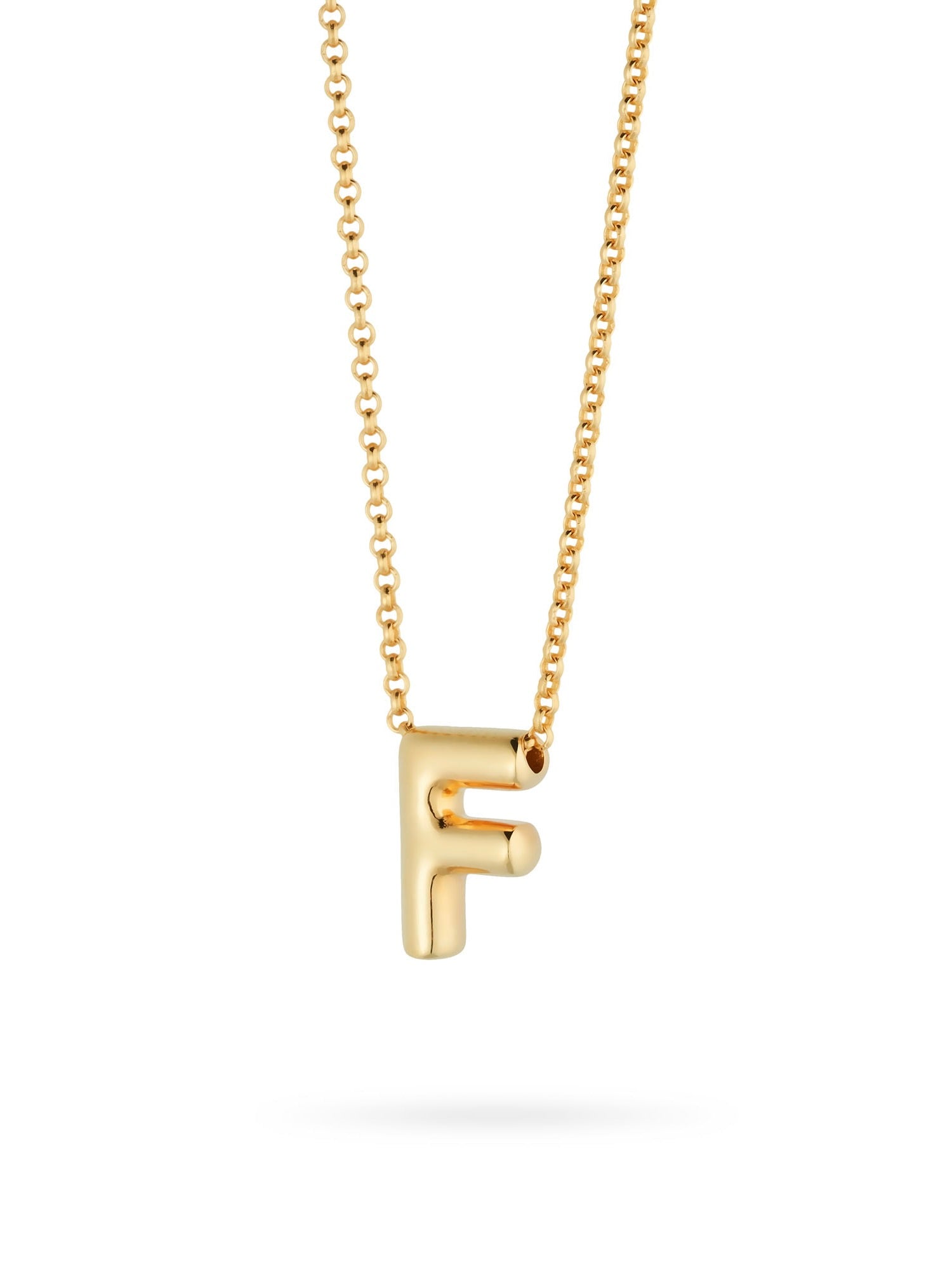 Bubble Letter Necklace, initial, letter pendant, chain, gold, gold plated, sterling silver