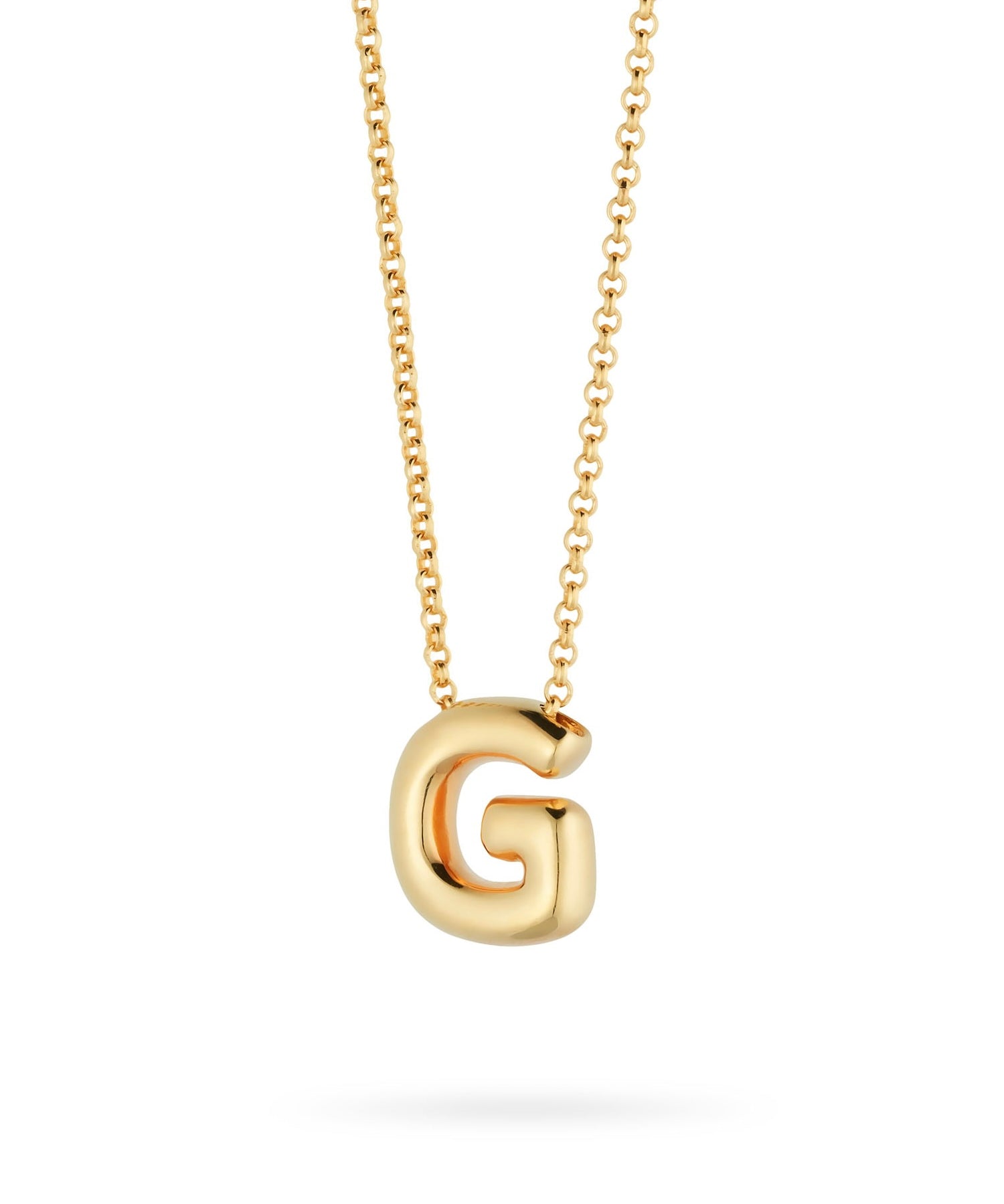 Bubble Letter Necklace, initial, letter pendant, chain, gold, gold plated, sterling silver