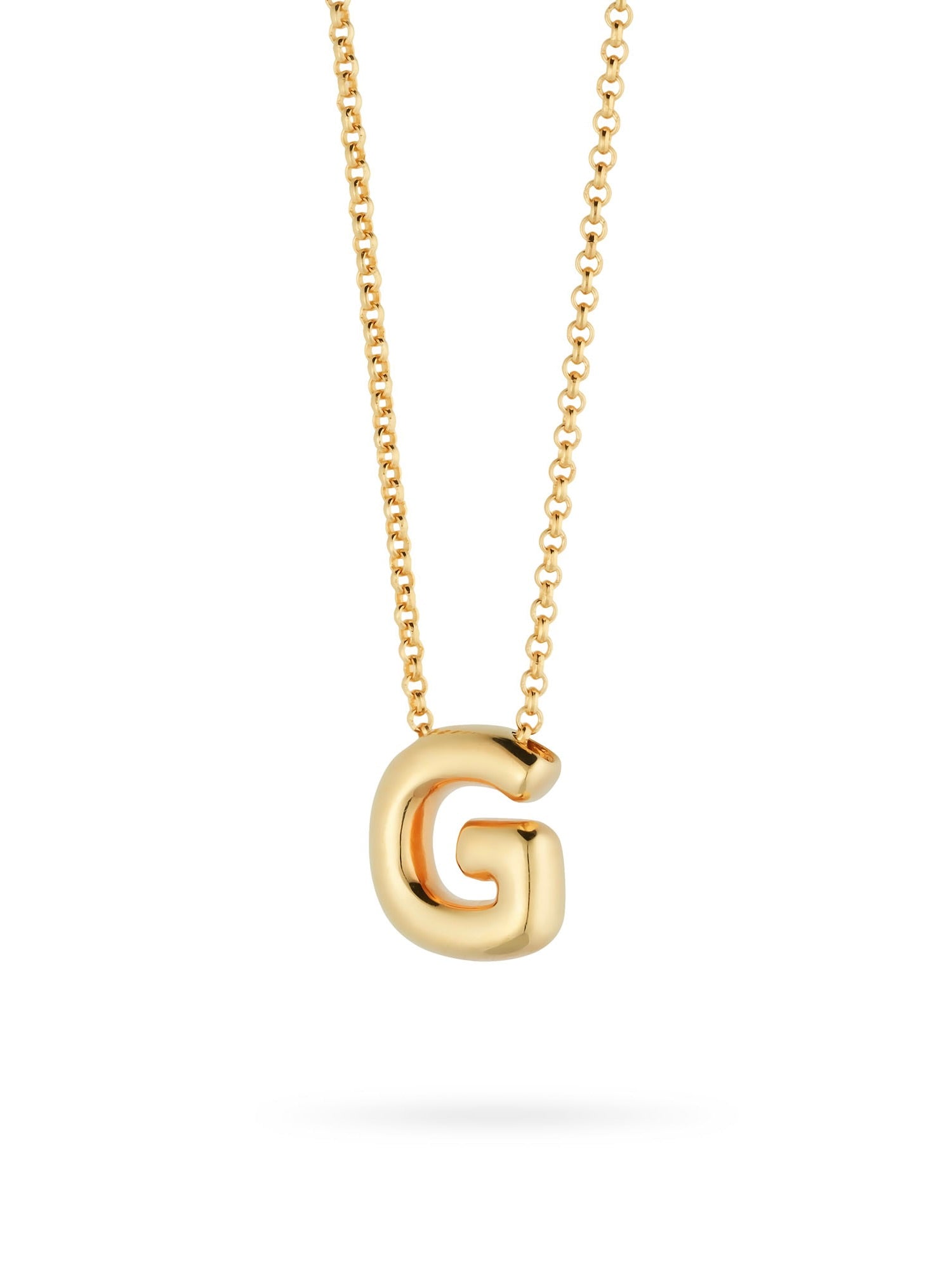 Bubble Letter Necklace, initial, letter pendant, chain, gold, gold plated, sterling silver