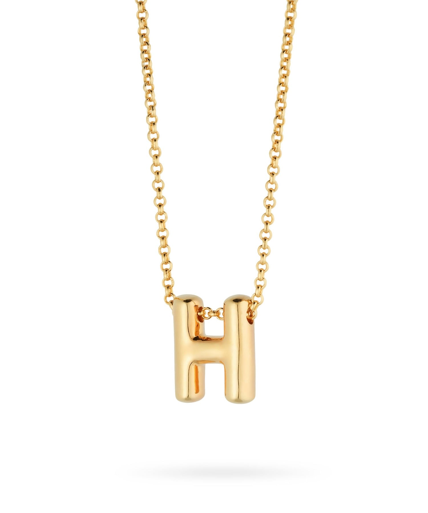 Bubble Letter Necklace, initial, letter pendant, chain, gold, gold plated, sterling silver