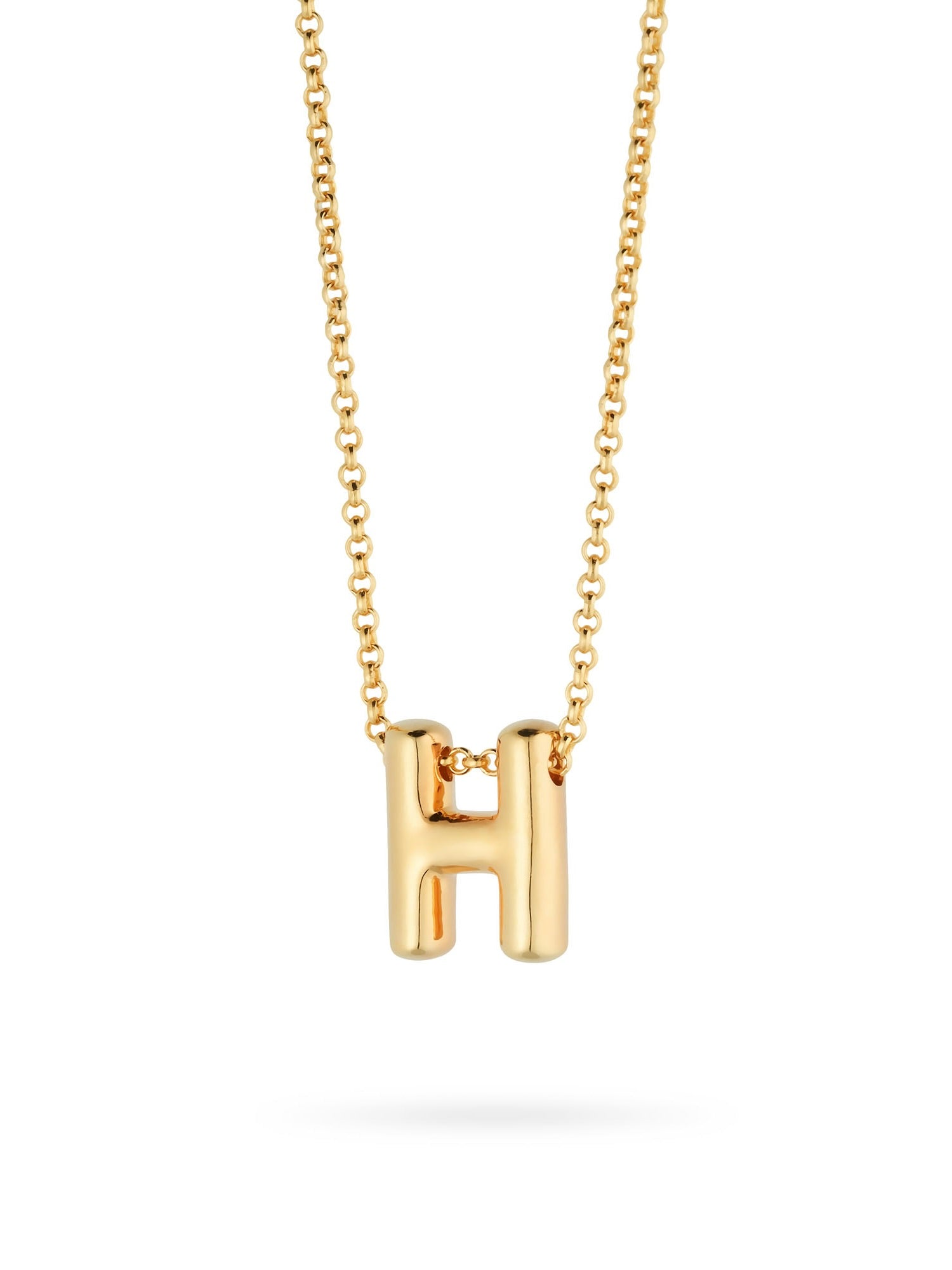 Bubble Letter Necklace, initial, letter pendant, chain, gold, gold plated, sterling silver