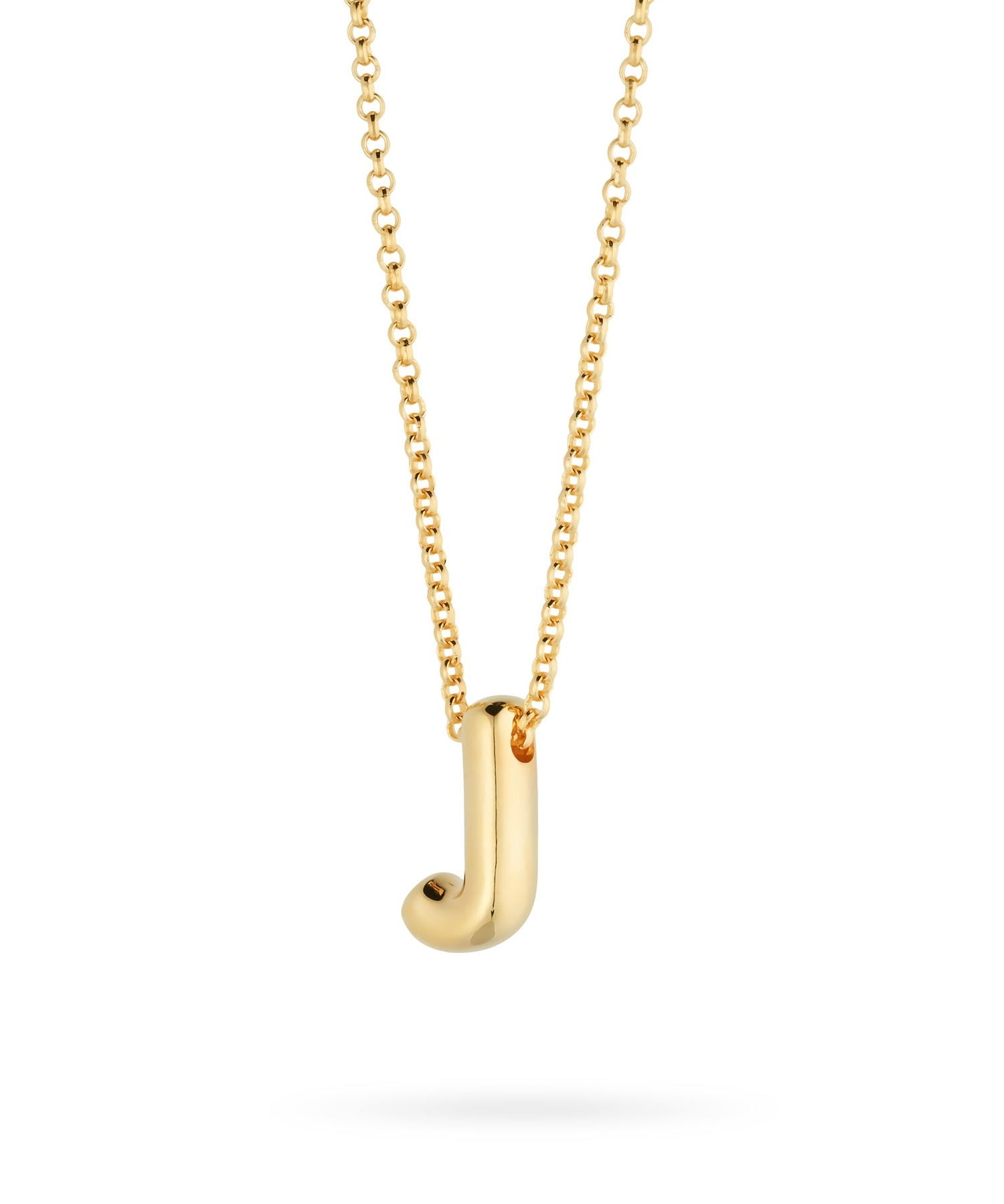 Bubble Letter Necklace, initial, letter pendant, chain, gold, gold plated, sterling silver